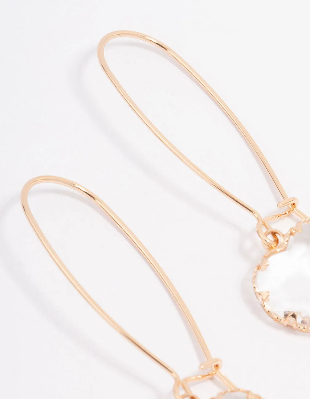 Gold Simple Diamante Drop Earrings