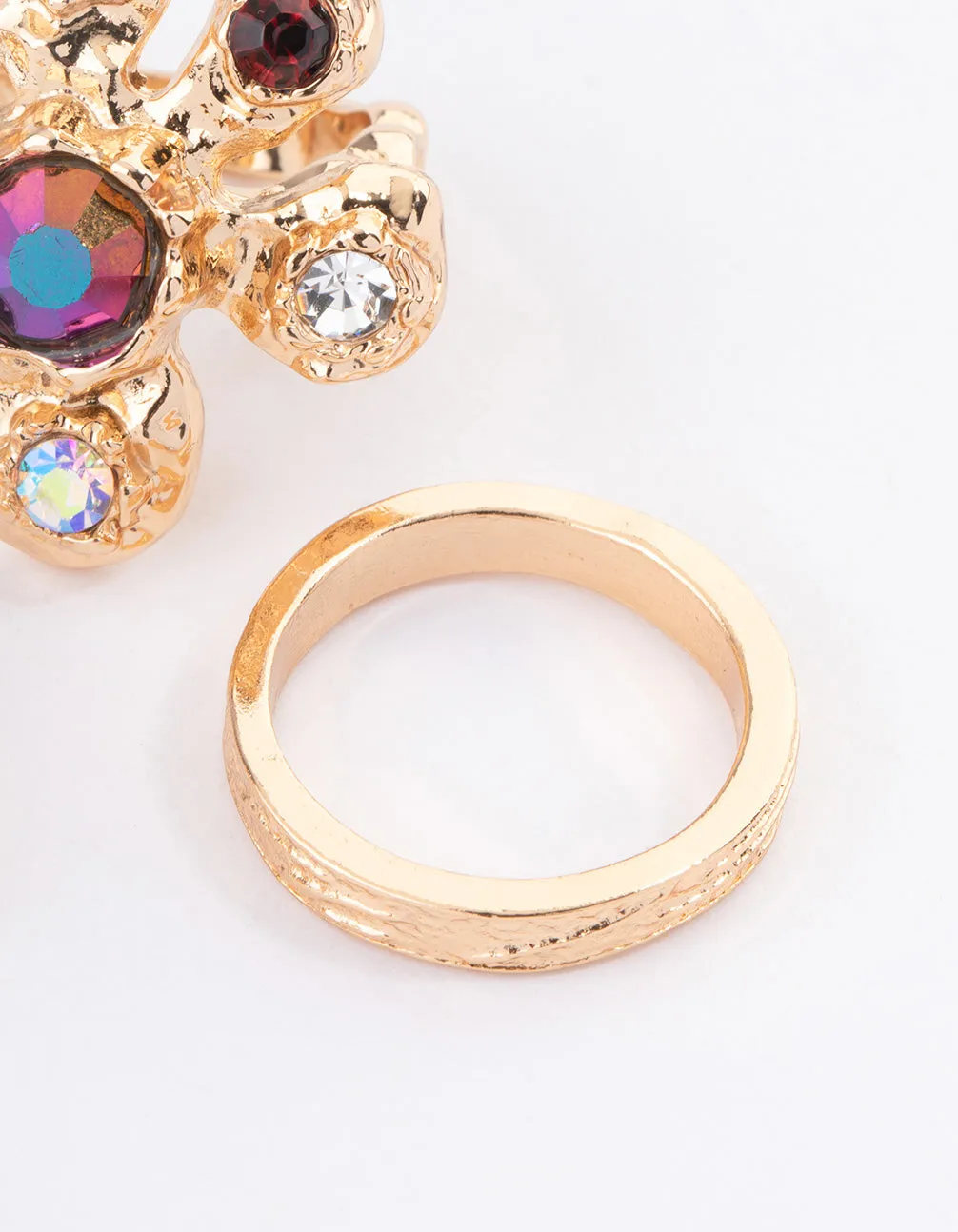 Gold Small Jewels Flower Pack Ring