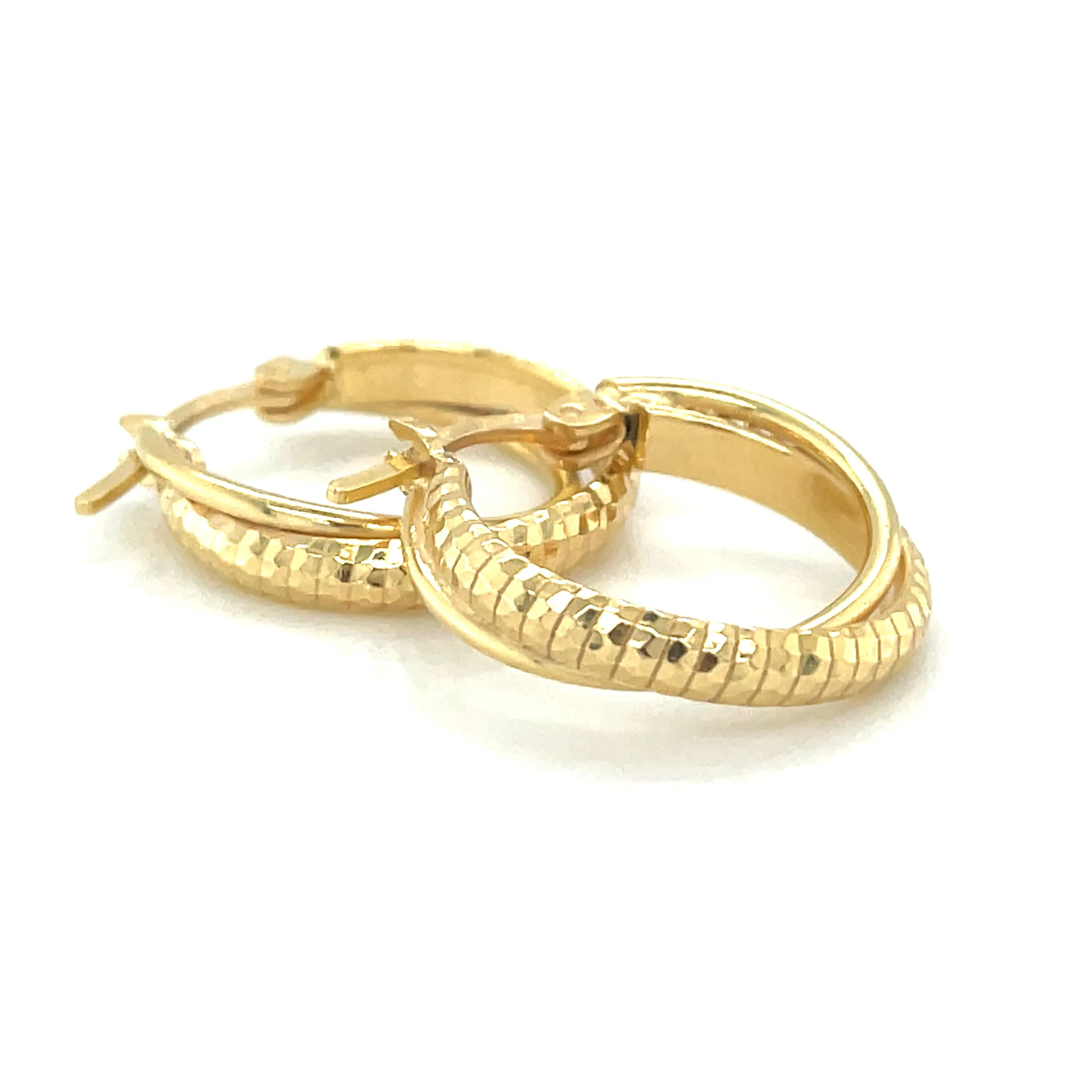 Golden Double Strand Twist Hoop Earrings