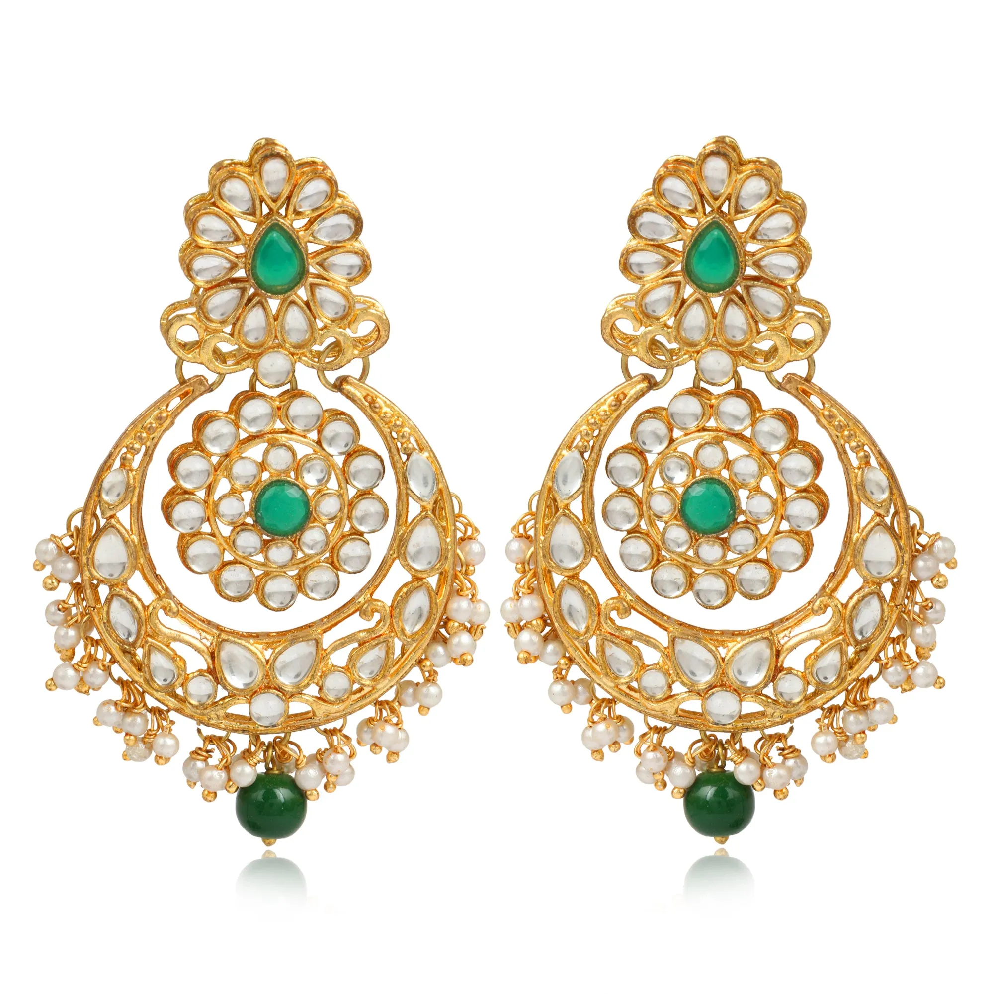 GoldPlated Fashion German Chandbali Hook Dangler Stylish Fancy Party Wear Earrings For Women