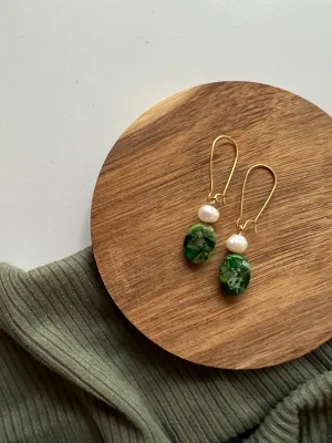 Grove | Ocean Jasper   Pearl Earrings