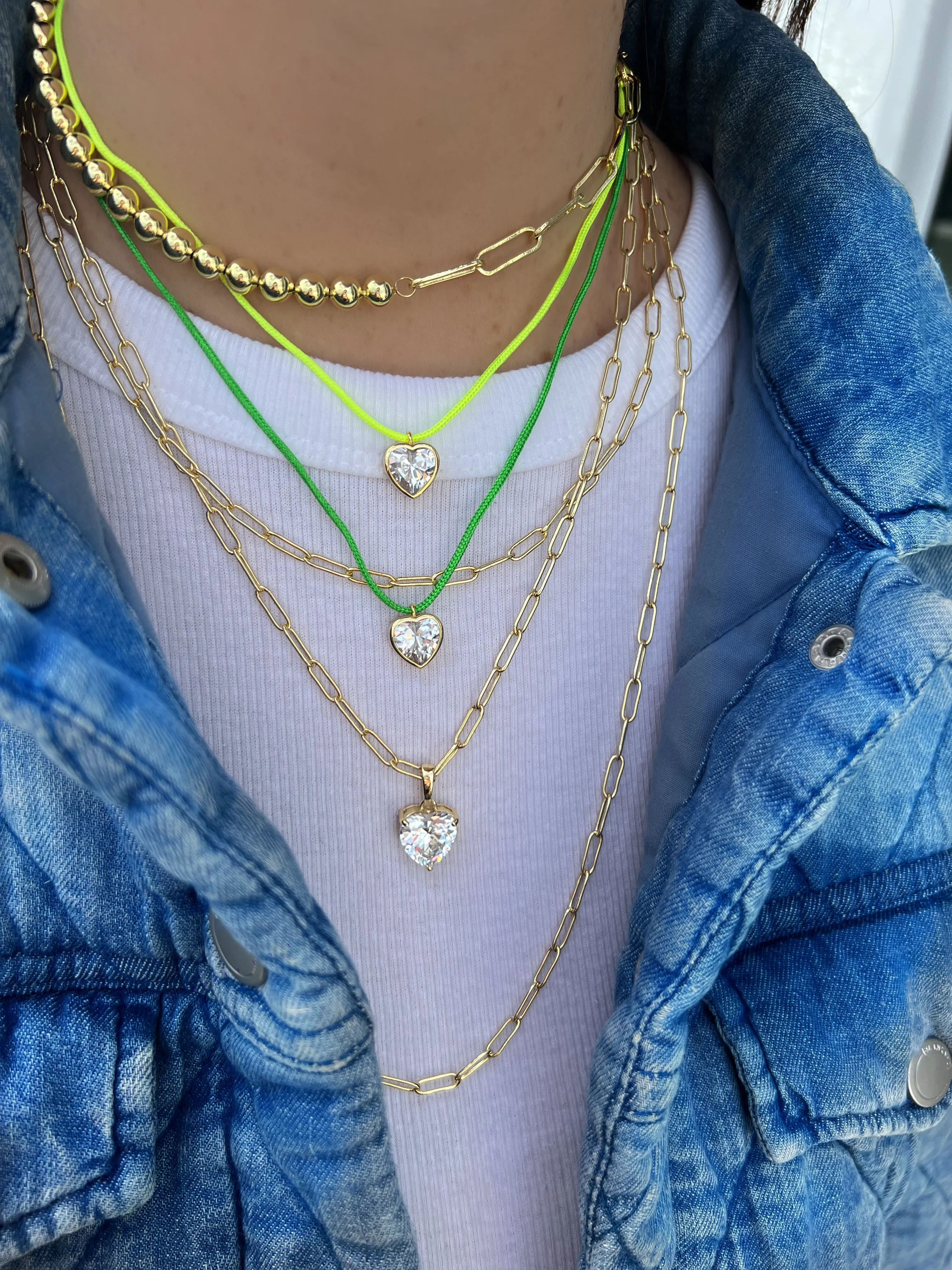 Half Paperclip Half Ball Necklace