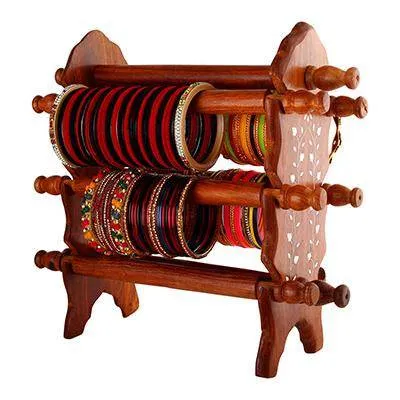 Handmade Sheesham Wood Bangle Holder Stand- 13.5 x 3.5 x 12 Inches