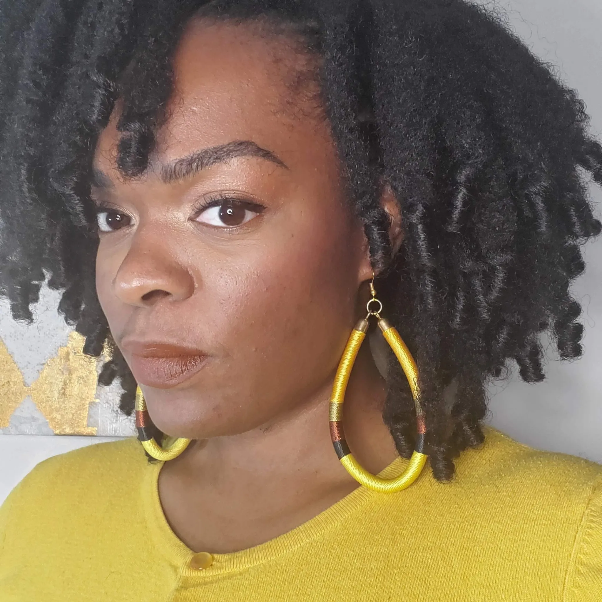 HOOPS  Thread Wrapped Earrings, Yellow