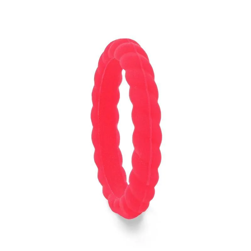 HORTENCIA Stackable Twist Silicone Ring for Women Pink Comfort Fit Hypoallergenic Thorsten - 2mm