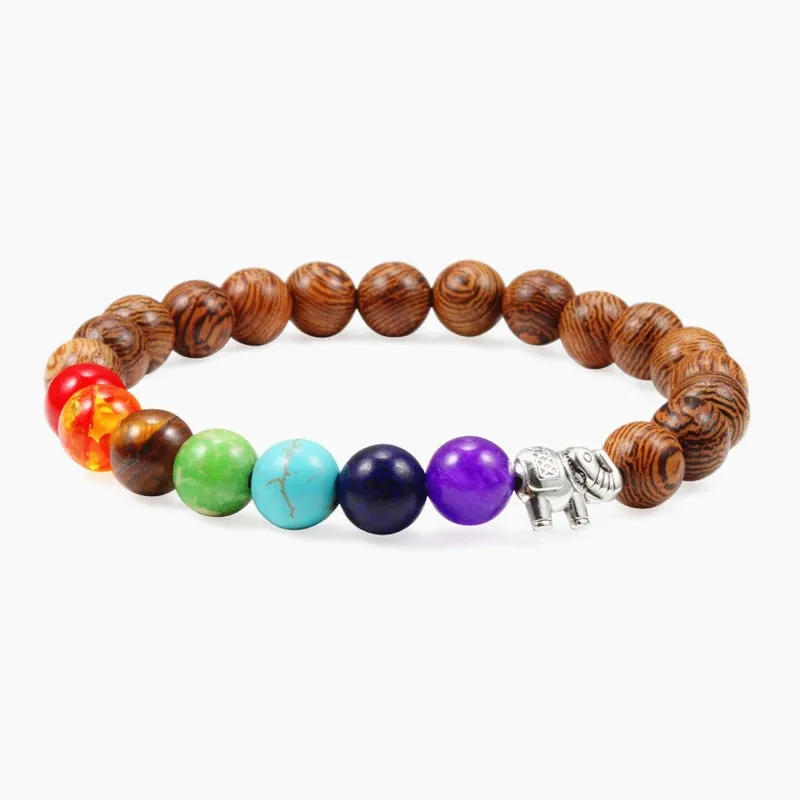 Hot Men Bracelet Wooden Beads Cross 7 Chakra  Healing Balance Onyx Bracelets&Bangles Owl Prayer Reiki Buddha Women Jewelry Homme