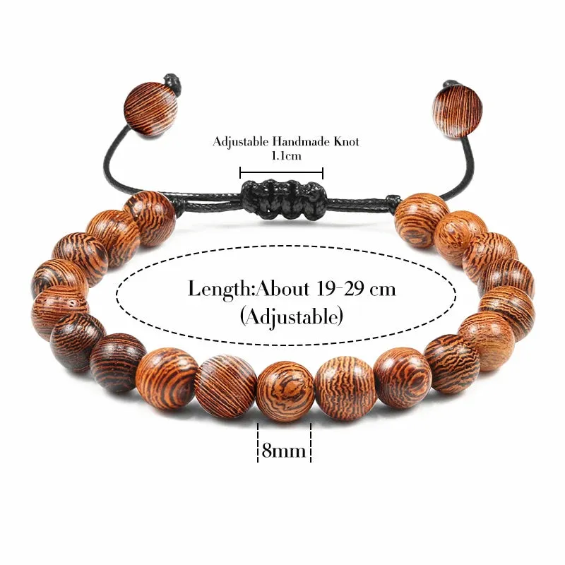 Hot Men Bracelet Wooden Beads Cross 7 Chakra  Healing Balance Onyx Bracelets&Bangles Owl Prayer Reiki Buddha Women Jewelry Homme