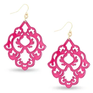 Hot Pink Scroll Resin Earring