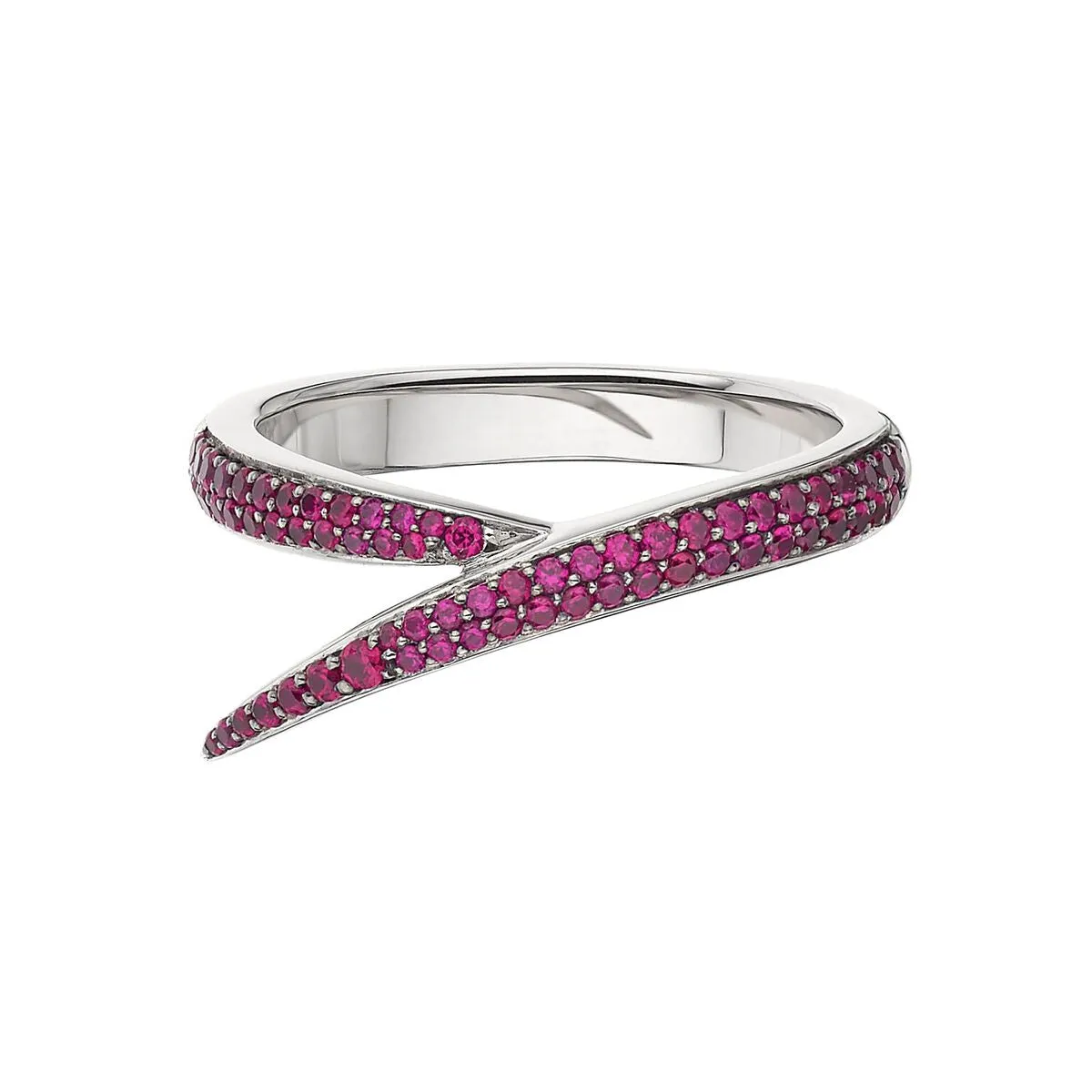 Interlocking Stacked Ring - 18ct White Gold & White Diamond and Pink Sapphire