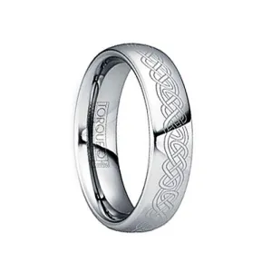 JANUARIUS Engraved Celtic Knot Tungsten Ring with Polished Finish - 6mm