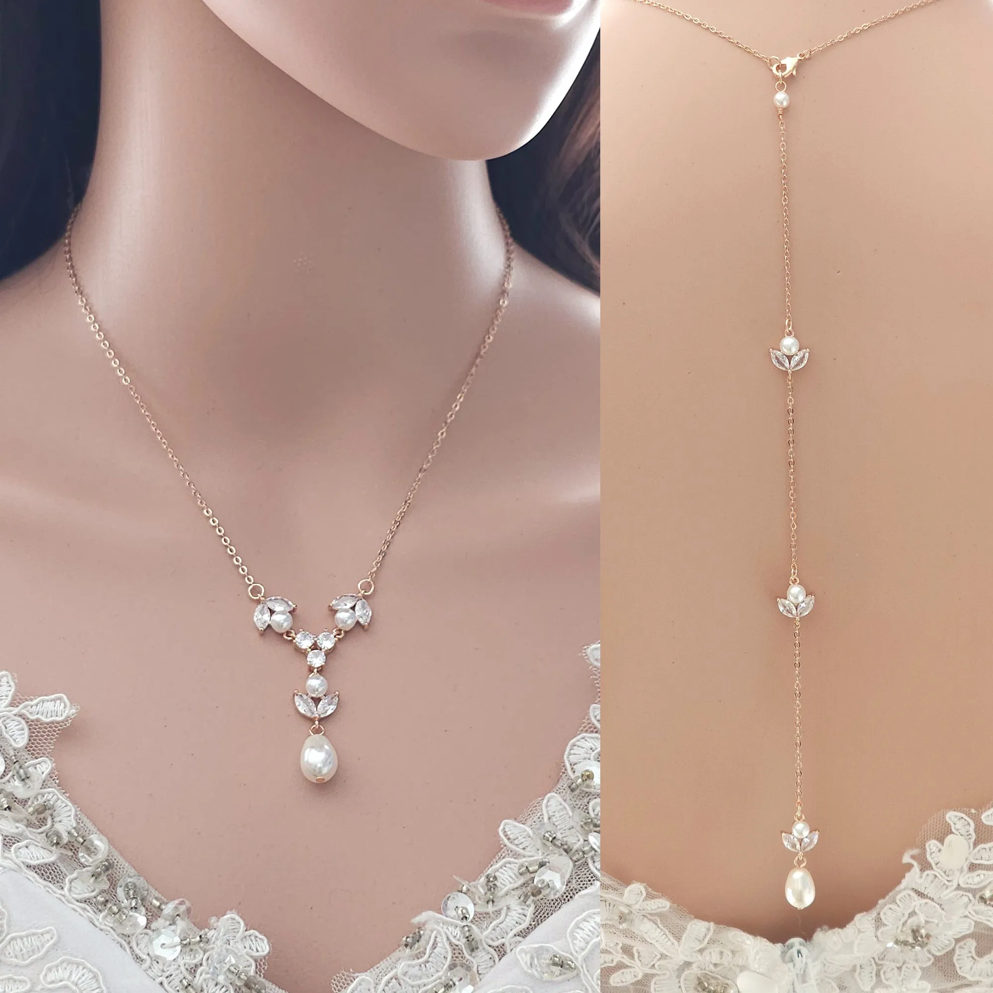 Jewelry Set for brides in Simple Design- Rose Gold- Leila