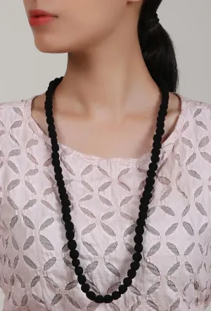 Kashika Black Cotton Bead Necklace