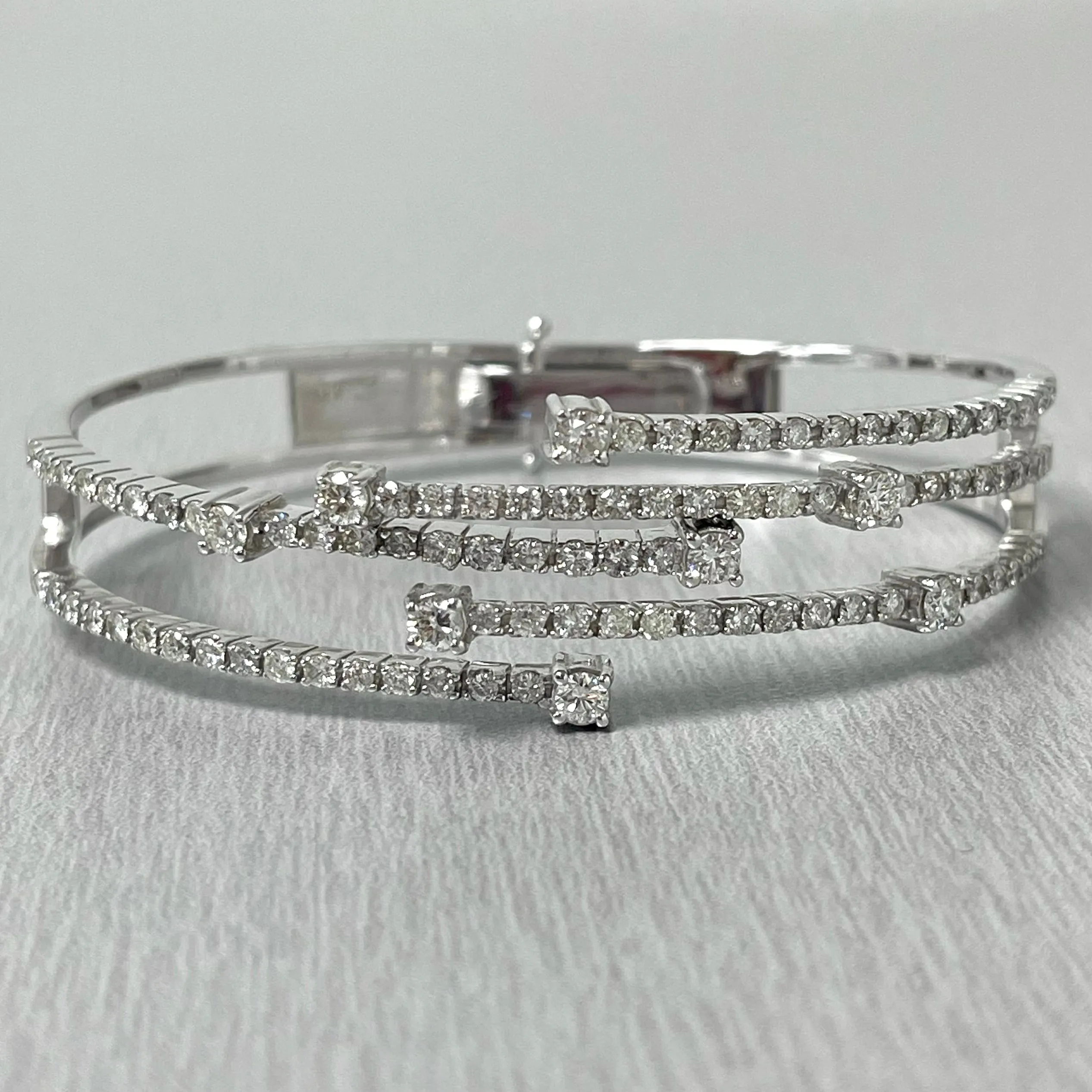 Krisha Diamond Cuff Bangle (2.45 ct Diamonds) in White Gold