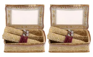 Kuber Industries Brocade Hardboard 2 Pieces Two Rod Bangle Box (Gold)-CTKTC21162