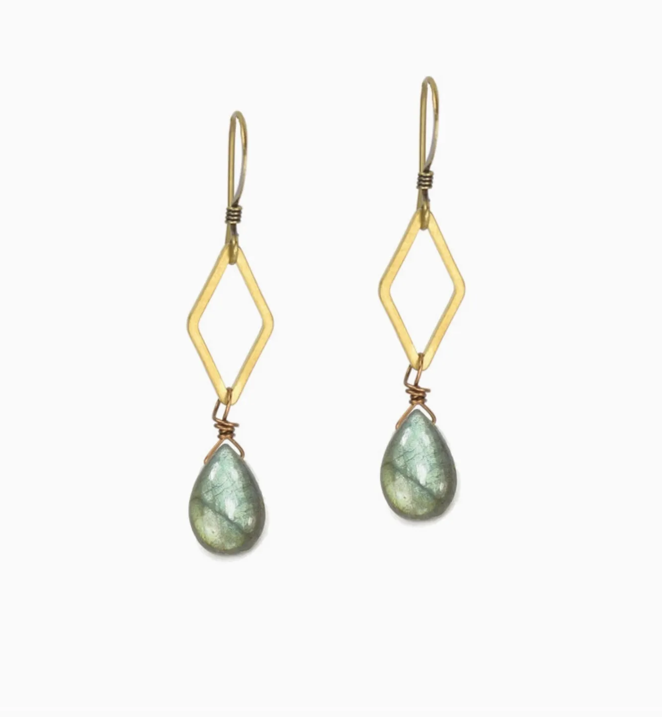 Labradorite Golden Diamond Earrings