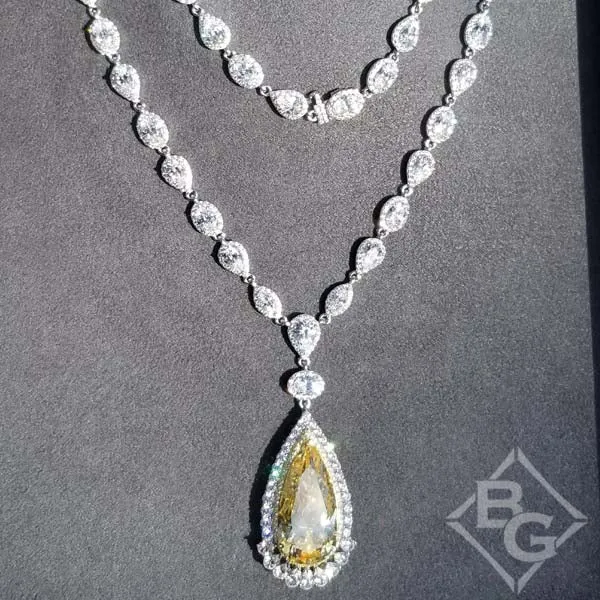 Lafonn Simulated Canary Yellow Pear Cut Diamond Necklace