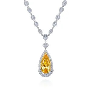 Lafonn Simulated Canary Yellow Pear Cut Diamond Necklace