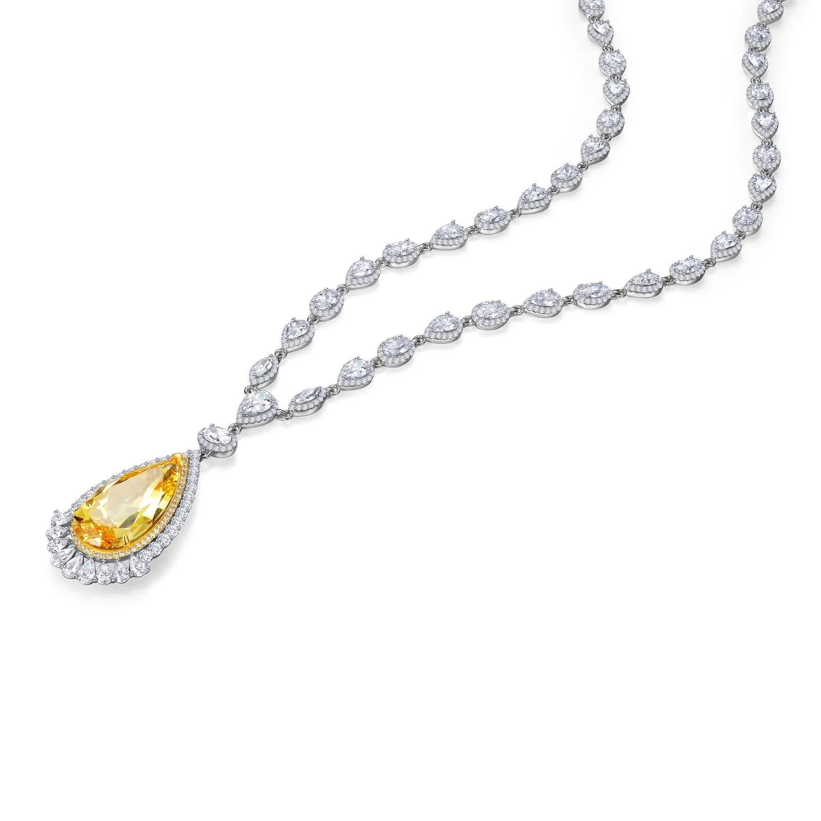 Lafonn Simulated Canary Yellow Pear Cut Diamond Necklace