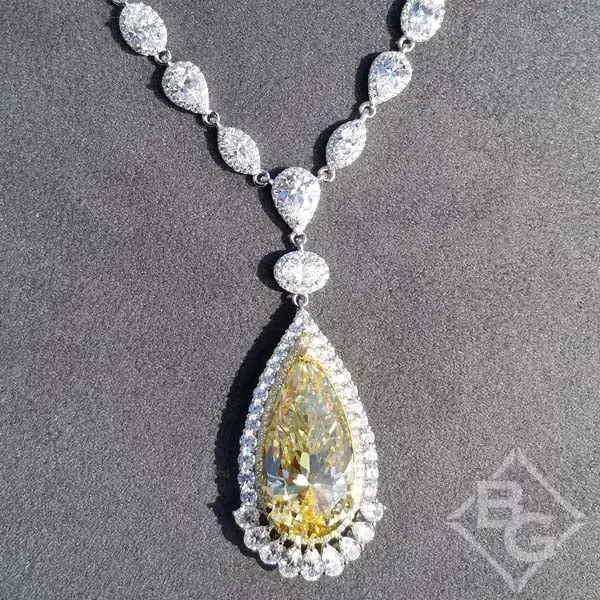 Lafonn Simulated Canary Yellow Pear Cut Diamond Necklace