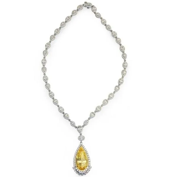 Lafonn Simulated Canary Yellow Pear Cut Diamond Necklace