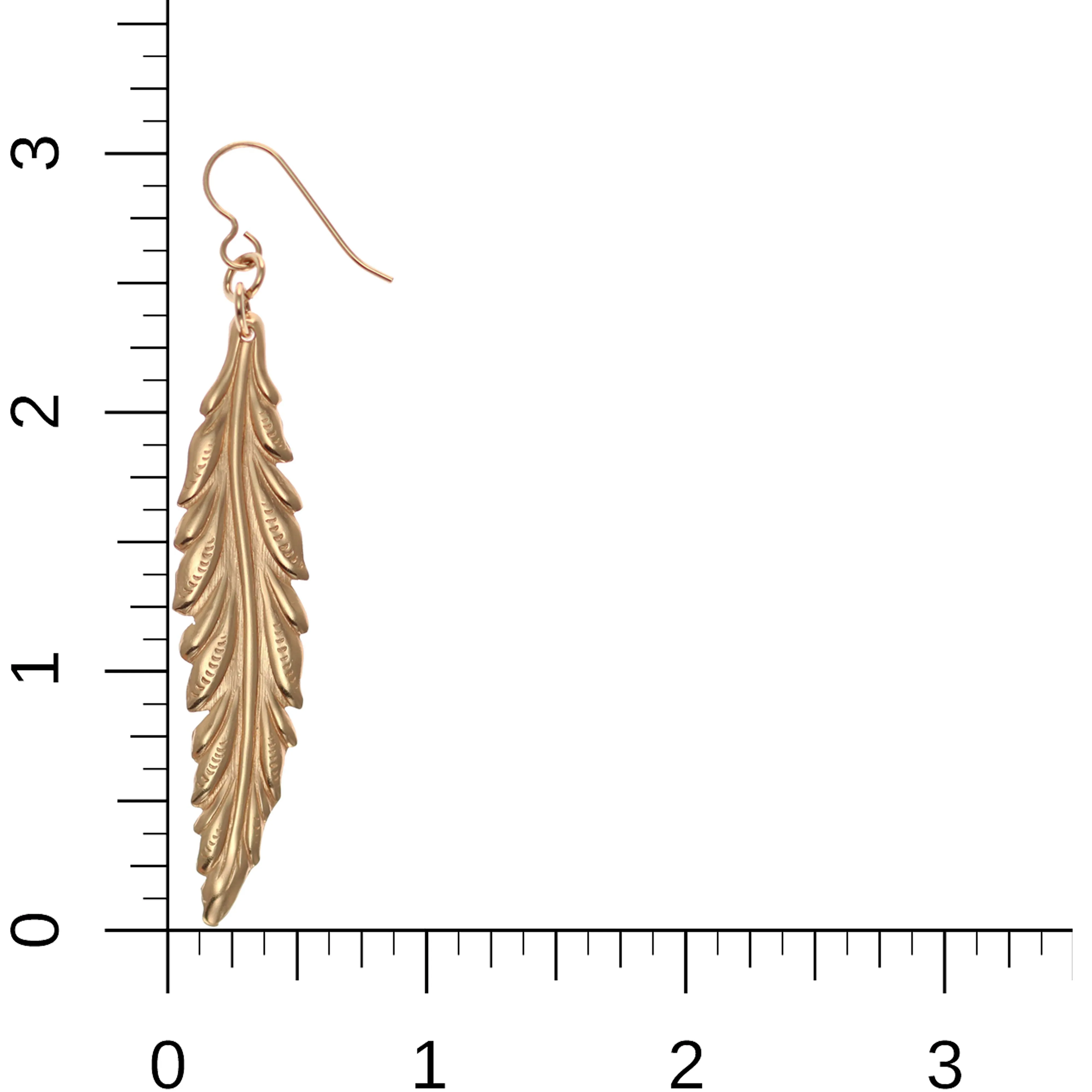 Long Feather Bronze Drop Earrings