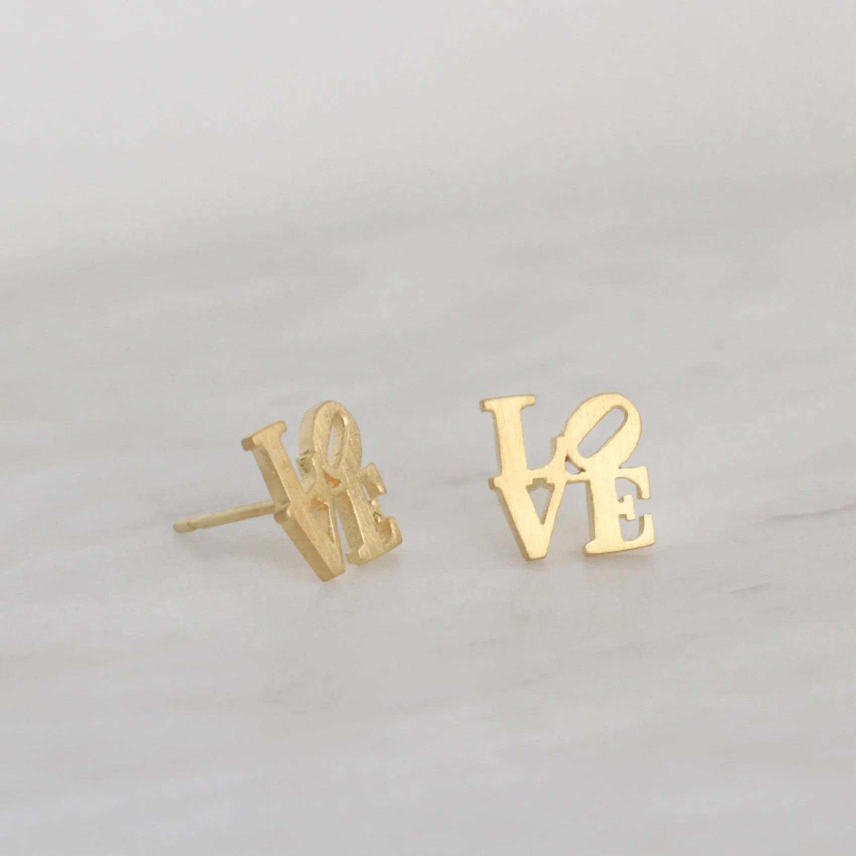 Matte Gold Vermeil LOVE Stud Earrings