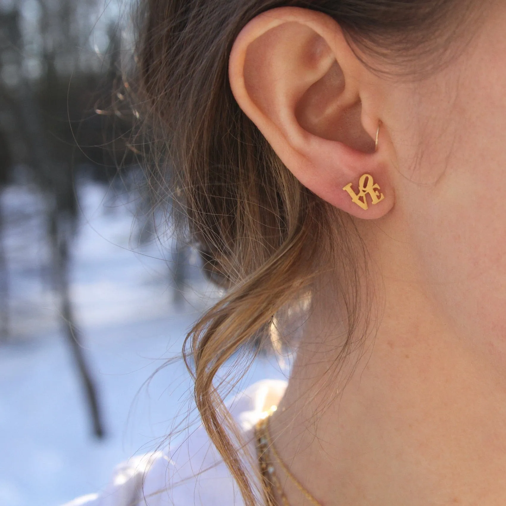 Matte Gold Vermeil LOVE Stud Earrings