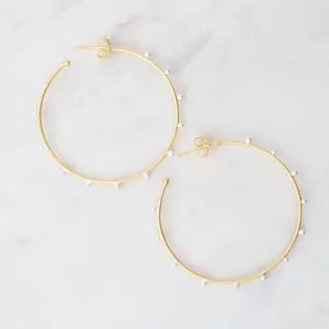 Matte Vermeil Dotted Hoop Earrings - Large