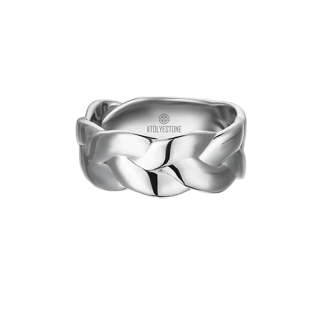 Men's Woven Band Ring in Silver