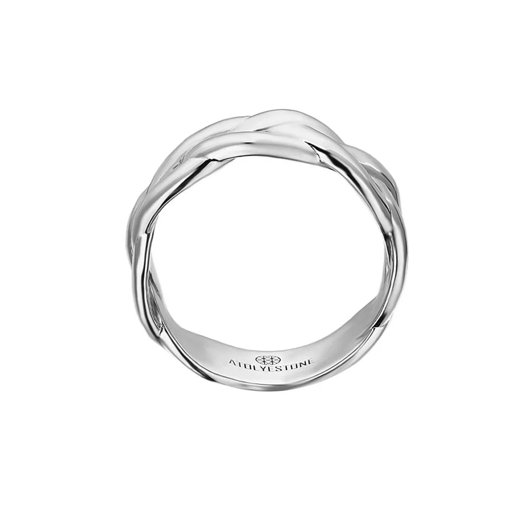 Men's Woven Band Ring in Silver