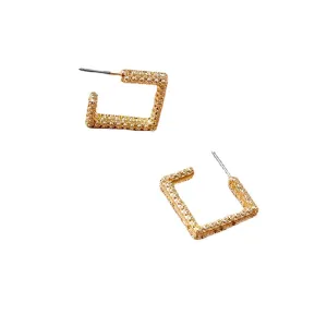 Metallic Geometric Earrings with Simple Texture - Vienna Verve Collection