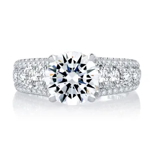 Modern Three Row Diamond Pavé Engagement Ring