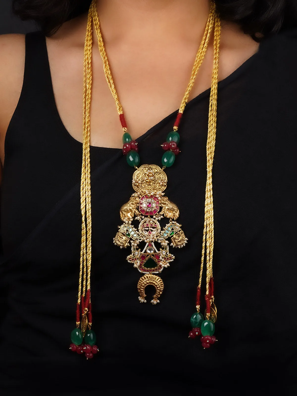 Multicolor Gold Plated Mishr Tribal Necklace - MR-N81M