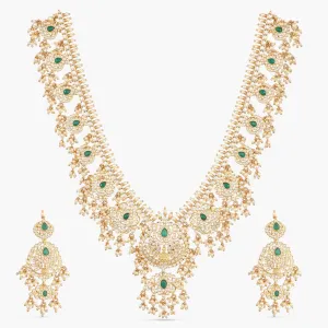 Nalina Gold Plated CZ Silver Guttapusalu Necklace Set