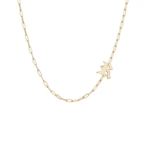 Noah Gothic Side Initial Paperclip Necklace