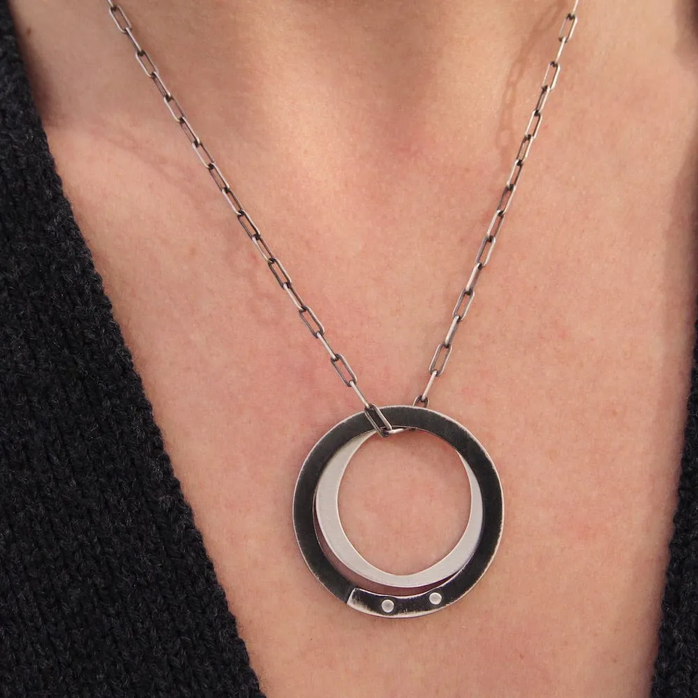 Organic Dual Circles Pendant Necklace