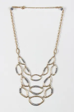 Organic Hammered Shapes Statement Necklace