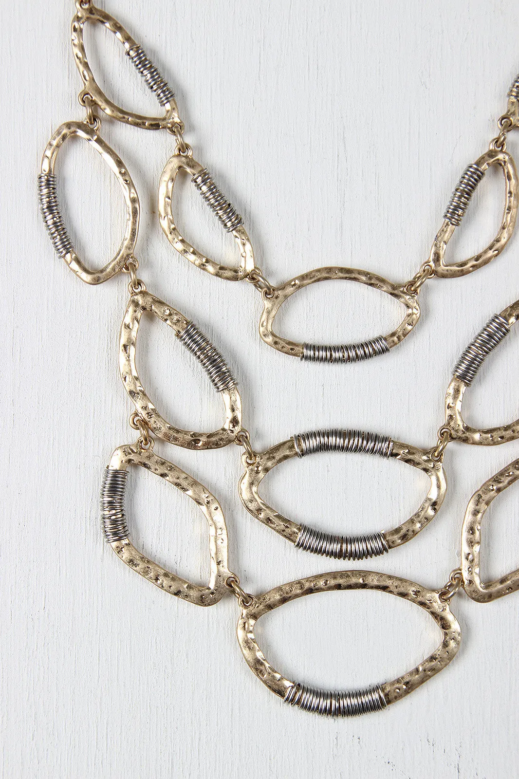 Organic Hammered Shapes Statement Necklace