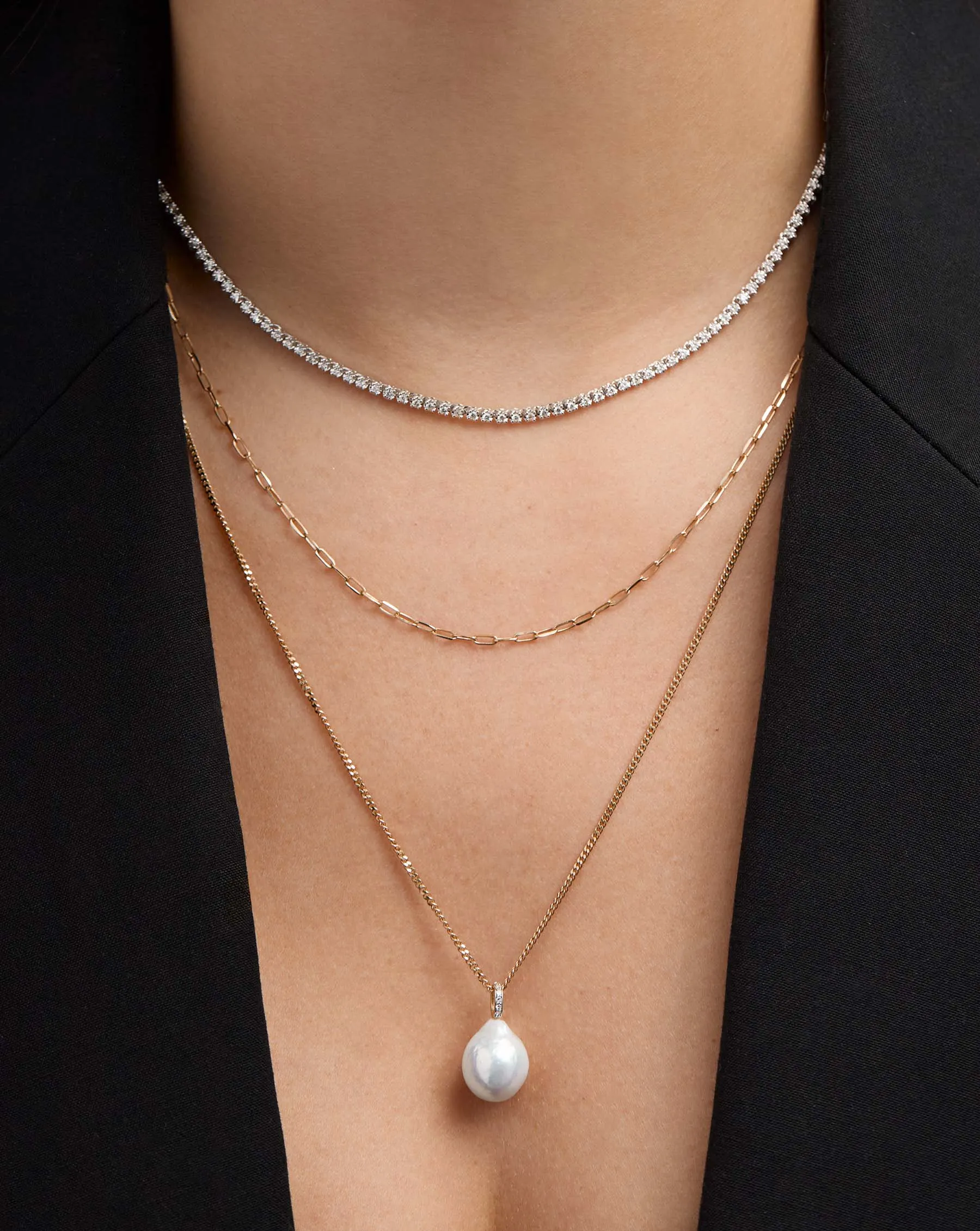 Organic Pearl   Pavé Layering Necklace