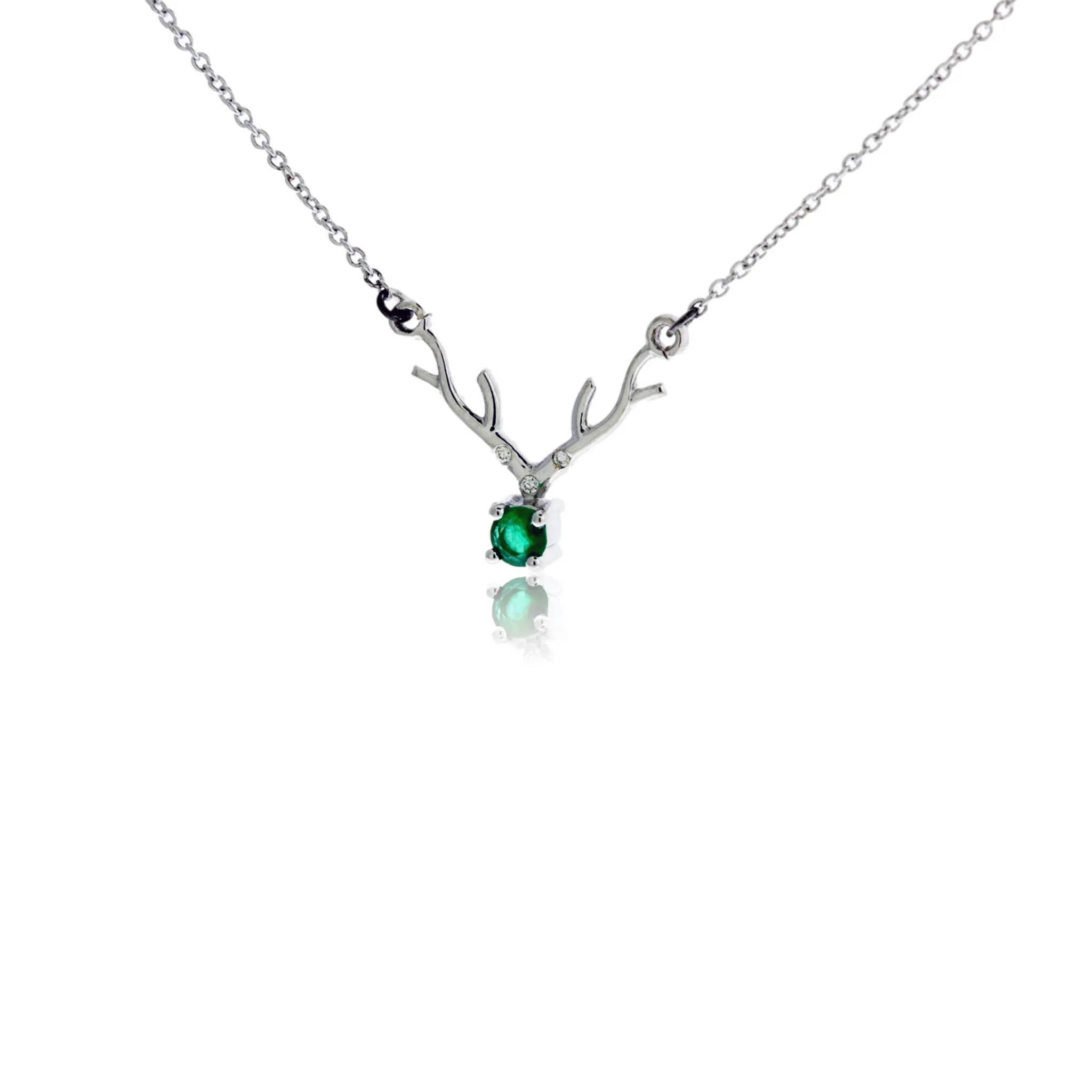 Organic Style Round Emerald and Diamond Pendant