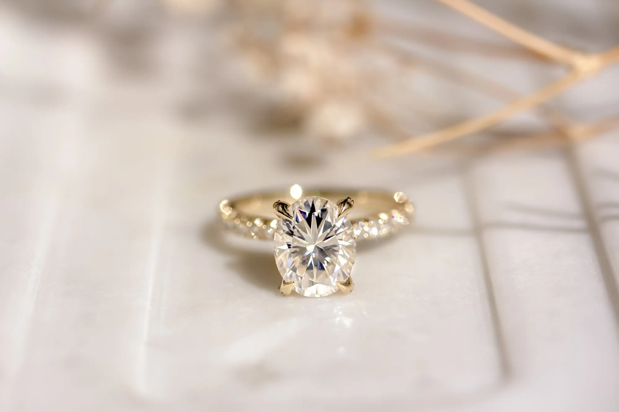 Owen - Oval Moissanite & Diamond Pavé Ring