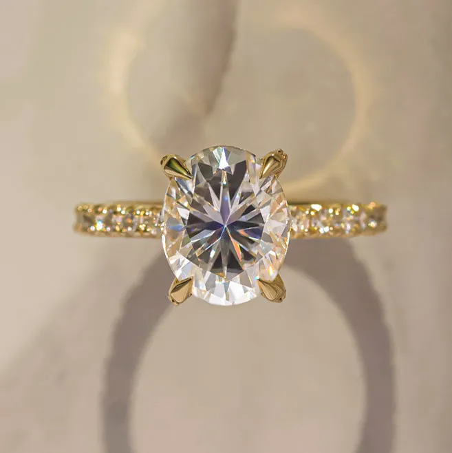 Owen - Oval Moissanite & Diamond Pavé Ring