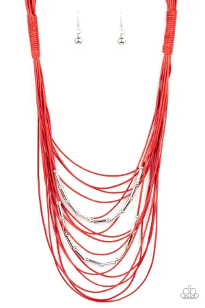 PAPARAZZI Nice CORD-ination - Red NECKLACE