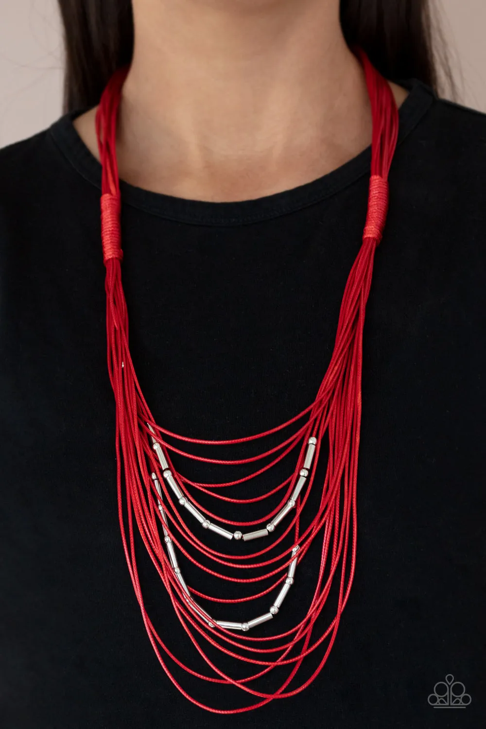 PAPARAZZI Nice CORD-ination - Red NECKLACE