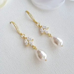 Pearl Dangle Earrings Gold-Leila