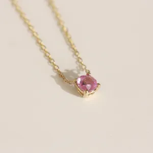 Pink Rose Cut Solitaire Necklace