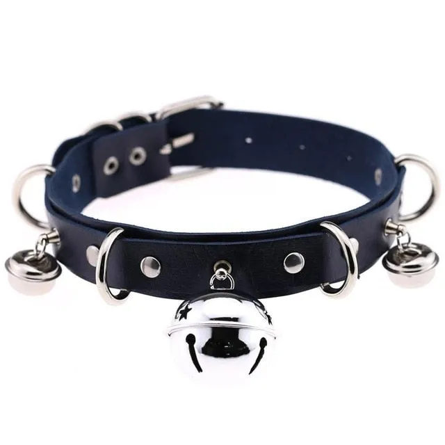 Pleather Cat Bell Collar