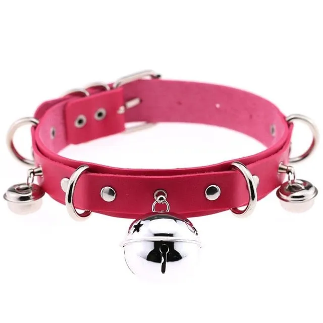 Pleather Cat Bell Collar