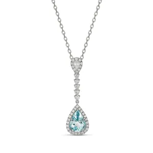 Regal Collection® Aquamarine Pear Drop Necklace | 18K White Gold