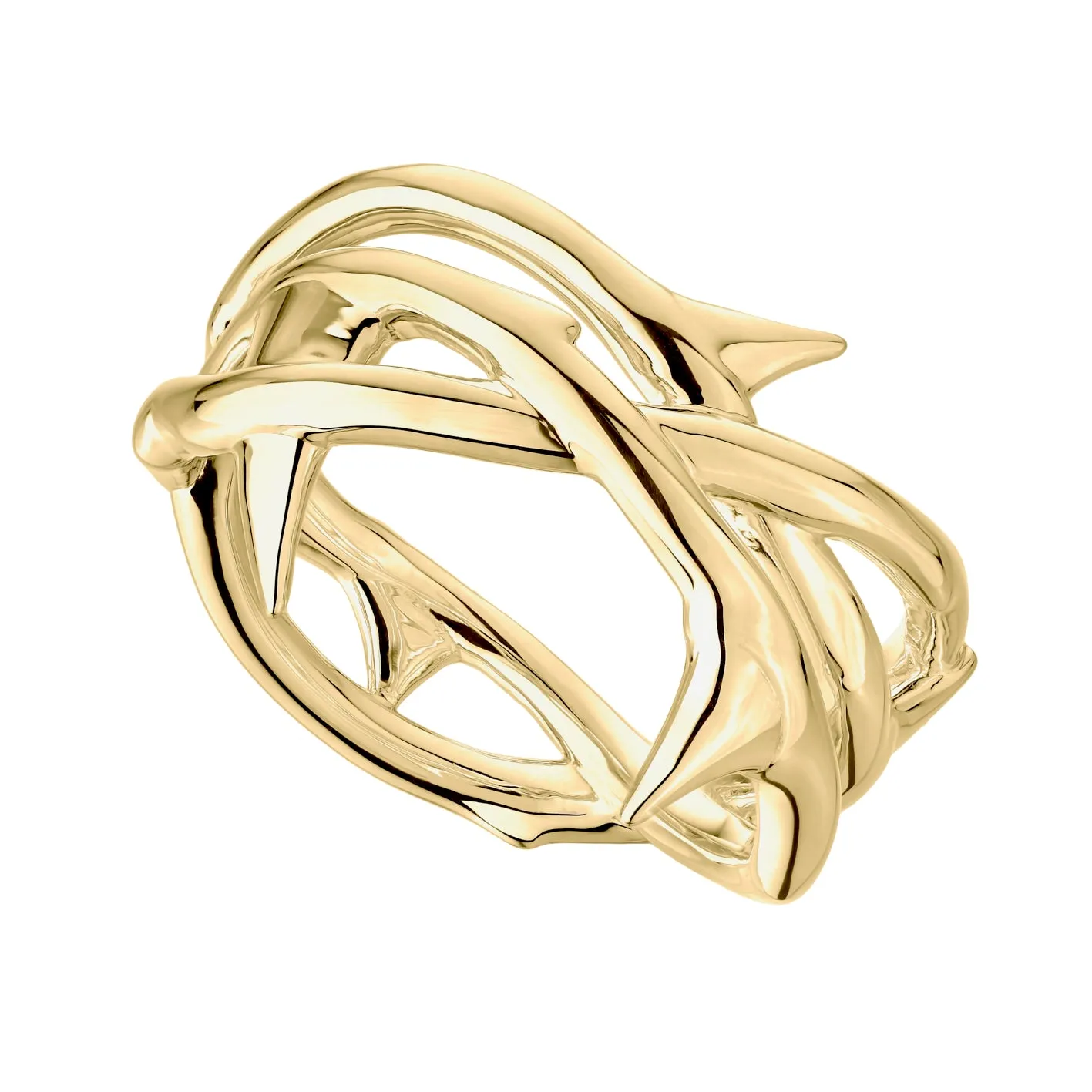 Rose Thorn Triple Band Ring - Yellow Gold Vermeil